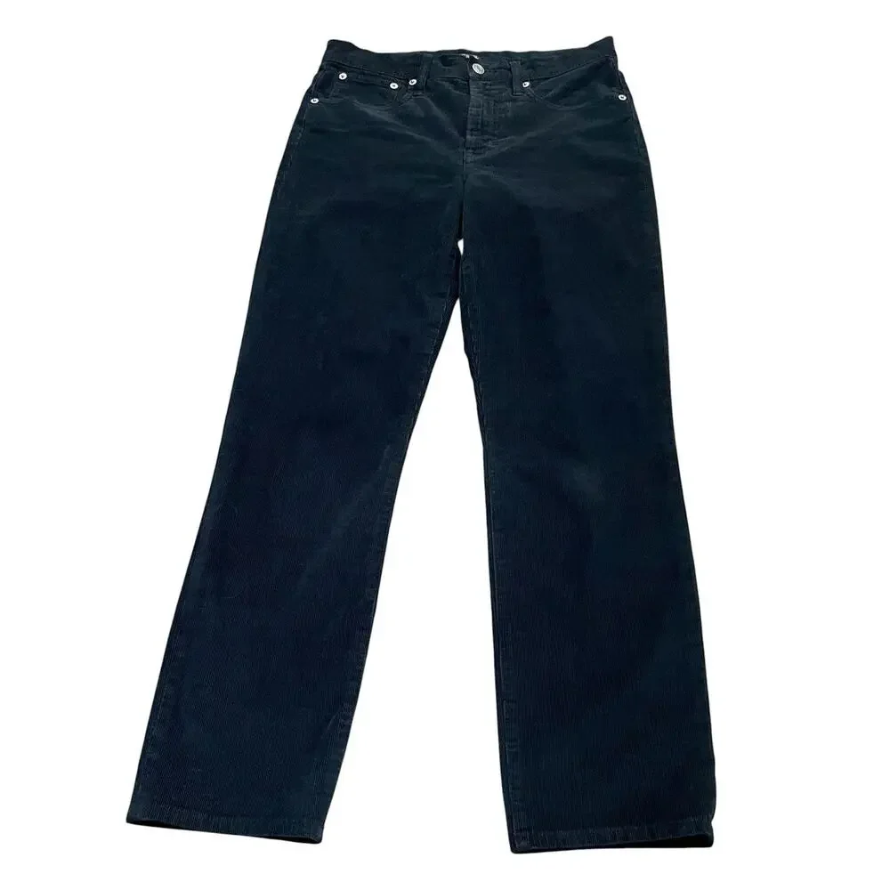 J Crew Vintage Slim Straight Corduroy Pants 28 Black Preppy Classic Ankle